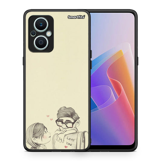Θήκη Oppo Reno7 Lite Carl And Ellie από τη Smartfits με σχέδιο στο πίσω μέρος και μαύρο περίβλημα | Oppo Reno7 Lite Carl And Ellie Case with Colorful Back and Black Bezels