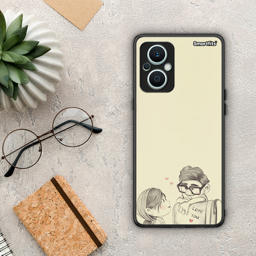 Θήκη Oppo Reno7 Lite Carl And Ellie από τη Smartfits με σχέδιο στο πίσω μέρος και μαύρο περίβλημα | Oppo Reno7 Lite Carl And Ellie Case with Colorful Back and Black Bezels