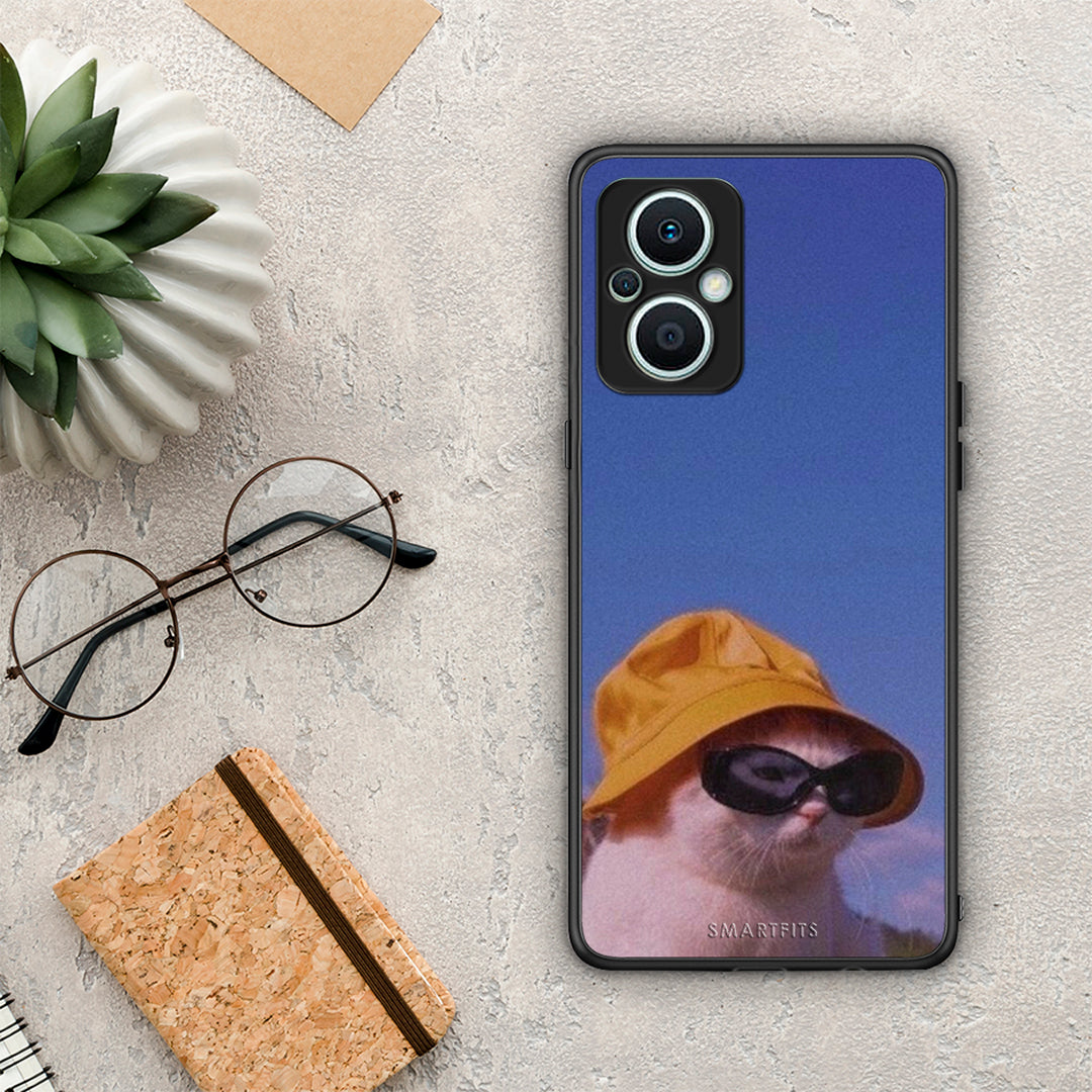 Θήκη Oppo Reno7 Lite Cat Diva από τη Smartfits με σχέδιο στο πίσω μέρος και μαύρο περίβλημα | Oppo Reno7 Lite Cat Diva Case with Colorful Back and Black Bezels