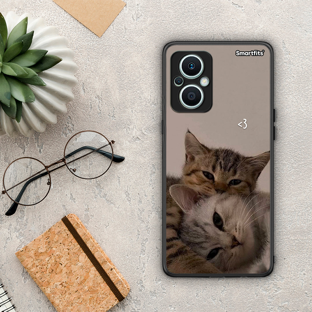 Θήκη Oppo Reno7 Lite Cats In Love από τη Smartfits με σχέδιο στο πίσω μέρος και μαύρο περίβλημα | Oppo Reno7 Lite Cats In Love Case with Colorful Back and Black Bezels