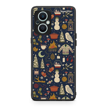 Θήκη Oppo Reno7 Lite Christmas Elements από τη Smartfits με σχέδιο στο πίσω μέρος και μαύρο περίβλημα | Oppo Reno7 Lite Christmas Elements Case with Colorful Back and Black Bezels