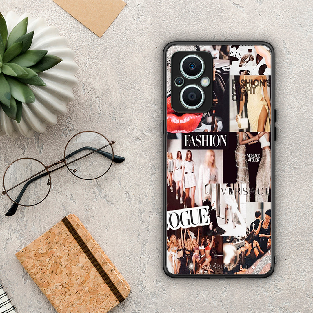 Θήκη Oppo Reno7 Lite Collage Fashion από τη Smartfits με σχέδιο στο πίσω μέρος και μαύρο περίβλημα | Oppo Reno7 Lite Collage Fashion Case with Colorful Back and Black Bezels