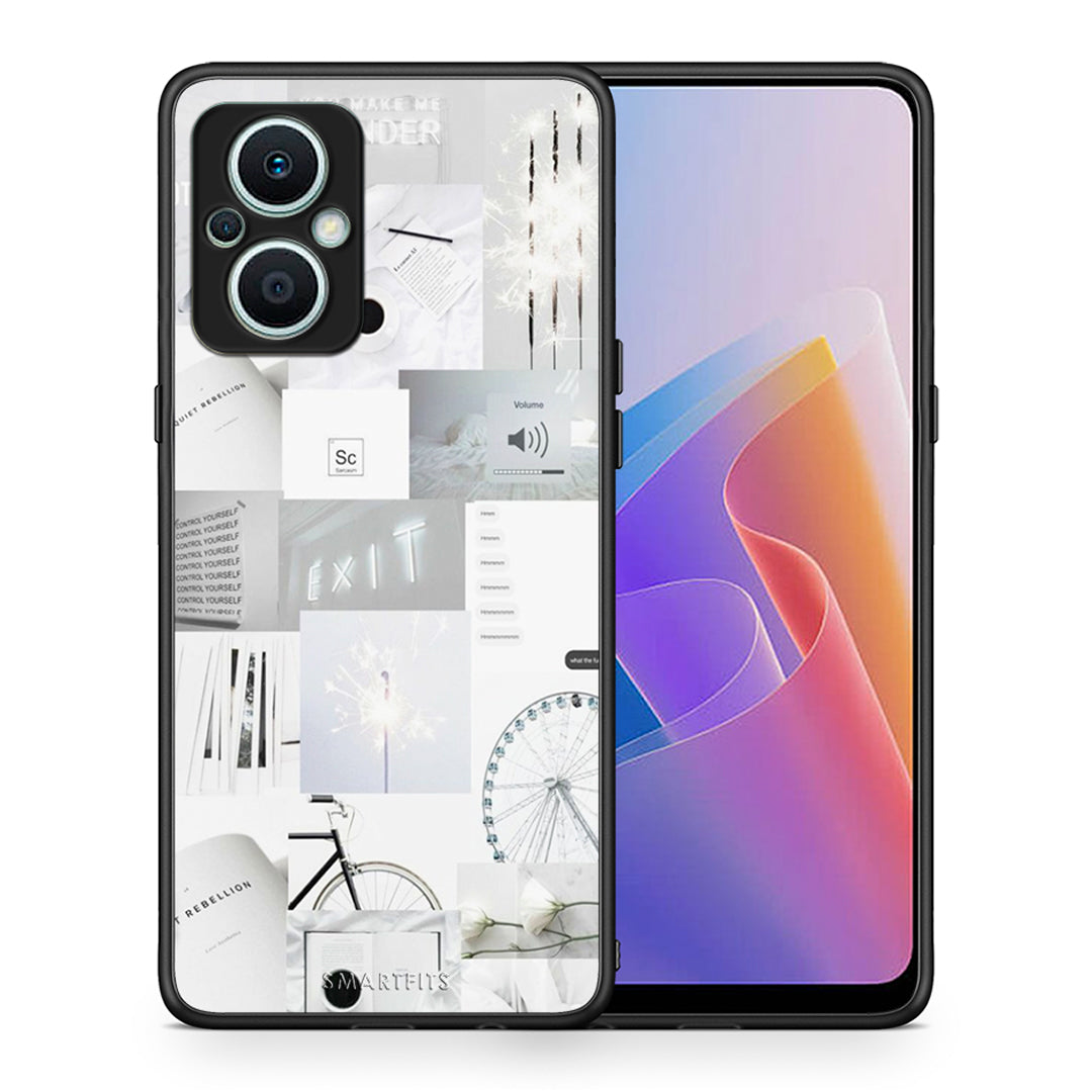 Θήκη Oppo Reno7 Lite Collage Make Me Wonder από τη Smartfits με σχέδιο στο πίσω μέρος και μαύρο περίβλημα | Oppo Reno7 Lite Collage Make Me Wonder Case with Colorful Back and Black Bezels