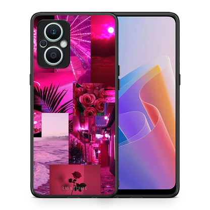 Θήκη Oppo Reno7 Lite Collage Red Roses από τη Smartfits με σχέδιο στο πίσω μέρος και μαύρο περίβλημα | Oppo Reno7 Lite Collage Red Roses Case with Colorful Back and Black Bezels