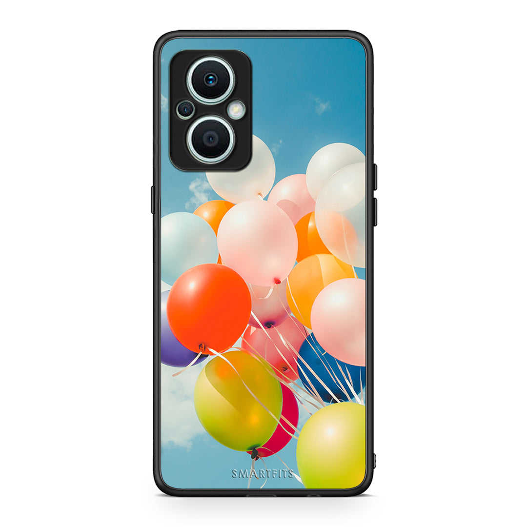 Θήκη Oppo Reno7 Lite Colorful Balloons από τη Smartfits με σχέδιο στο πίσω μέρος και μαύρο περίβλημα | Oppo Reno7 Lite Colorful Balloons Case with Colorful Back and Black Bezels