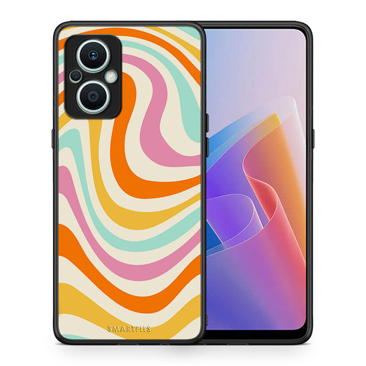 Θήκη Oppo Reno7 Lite Colourful Waves από τη Smartfits με σχέδιο στο πίσω μέρος και μαύρο περίβλημα | Oppo Reno7 Lite Colourful Waves Case with Colorful Back and Black Bezels