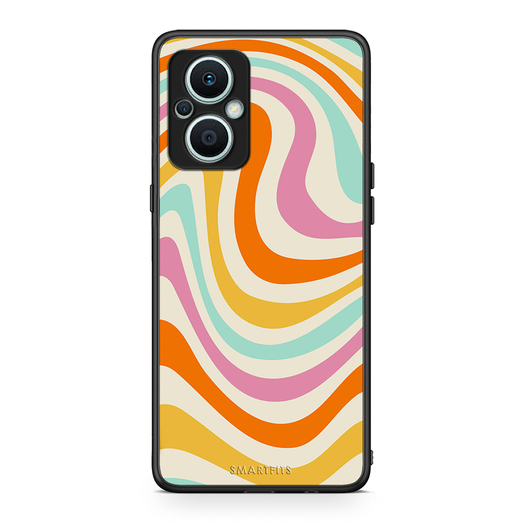 Θήκη Oppo Reno7 Lite Colourful Waves από τη Smartfits με σχέδιο στο πίσω μέρος και μαύρο περίβλημα | Oppo Reno7 Lite Colourful Waves Case with Colorful Back and Black Bezels