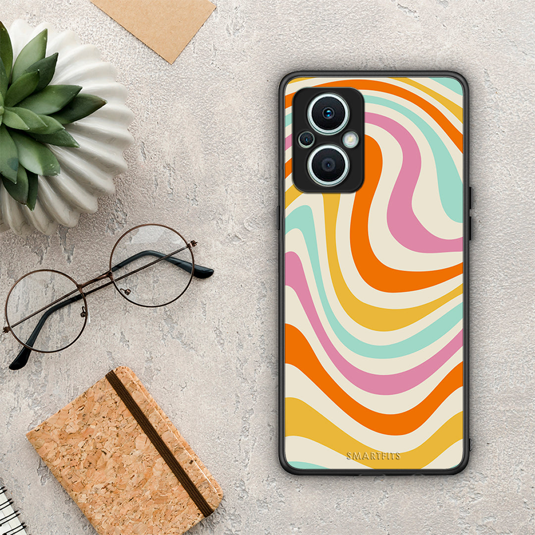 Θήκη Oppo Reno7 Lite Colourful Waves από τη Smartfits με σχέδιο στο πίσω μέρος και μαύρο περίβλημα | Oppo Reno7 Lite Colourful Waves Case with Colorful Back and Black Bezels