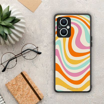 Θήκη Oppo Reno7 Lite Colourful Waves από τη Smartfits με σχέδιο στο πίσω μέρος και μαύρο περίβλημα | Oppo Reno7 Lite Colourful Waves Case with Colorful Back and Black Bezels