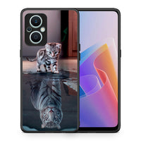 Thumbnail for Θήκη Oppo Reno7 Lite Cute Tiger από τη Smartfits με σχέδιο στο πίσω μέρος και μαύρο περίβλημα | Oppo Reno7 Lite Cute Tiger Case with Colorful Back and Black Bezels