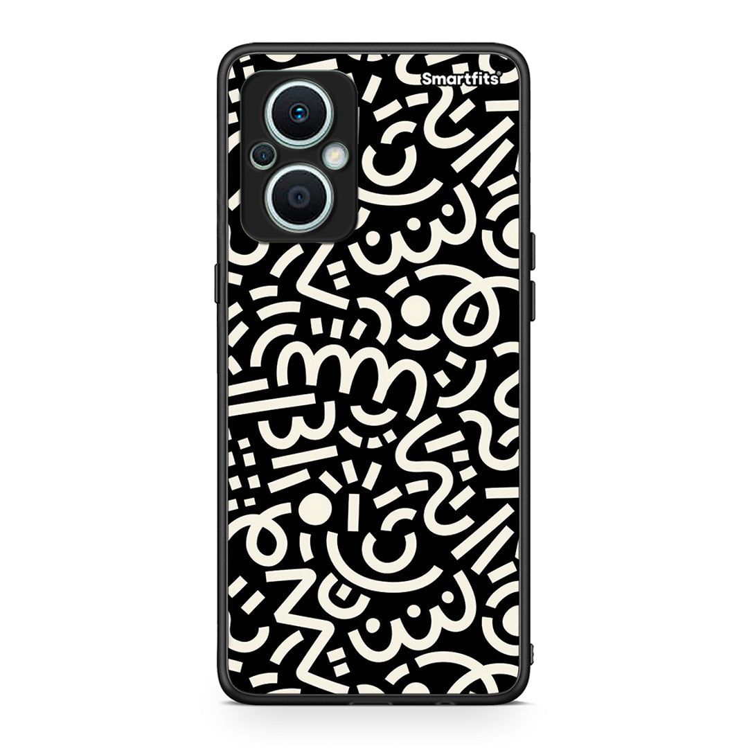 Θήκη Oppo Reno7 Lite Doodle Art από τη Smartfits με σχέδιο στο πίσω μέρος και μαύρο περίβλημα | Oppo Reno7 Lite Doodle Art Case with Colorful Back and Black Bezels