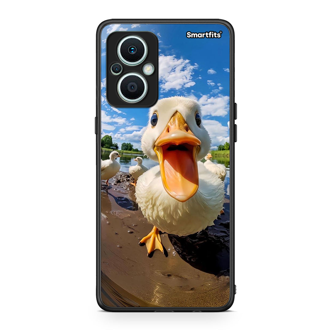 Θήκη Oppo Reno7 Lite Duck Face από τη Smartfits με σχέδιο στο πίσω μέρος και μαύρο περίβλημα | Oppo Reno7 Lite Duck Face Case with Colorful Back and Black Bezels