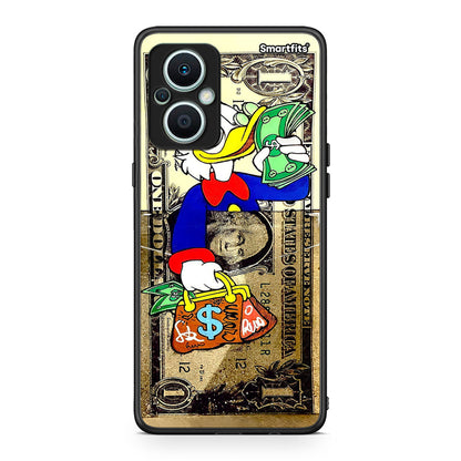 Θήκη Oppo Reno7 Lite Duck Money από τη Smartfits με σχέδιο στο πίσω μέρος και μαύρο περίβλημα | Oppo Reno7 Lite Duck Money Case with Colorful Back and Black Bezels