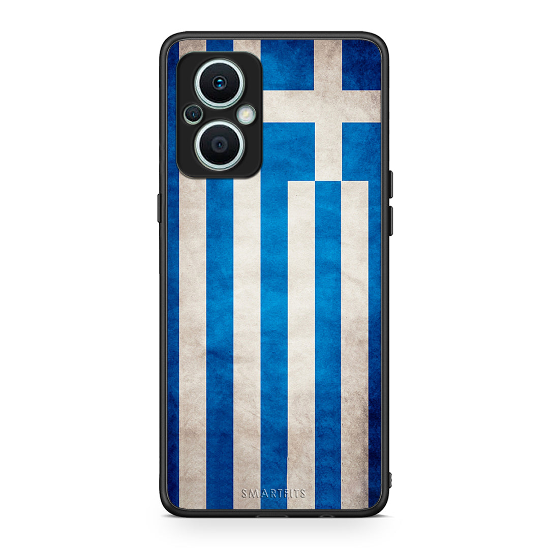 Θήκη Oppo Reno7 Lite Flag Greek από τη Smartfits με σχέδιο στο πίσω μέρος και μαύρο περίβλημα | Oppo Reno7 Lite Flag Greek Case with Colorful Back and Black Bezels