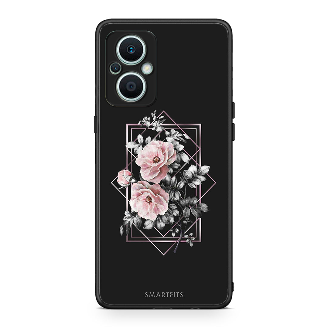 Θήκη Oppo Reno7 Lite Flower Frame από τη Smartfits με σχέδιο στο πίσω μέρος και μαύρο περίβλημα | Oppo Reno7 Lite Flower Frame Case with Colorful Back and Black Bezels