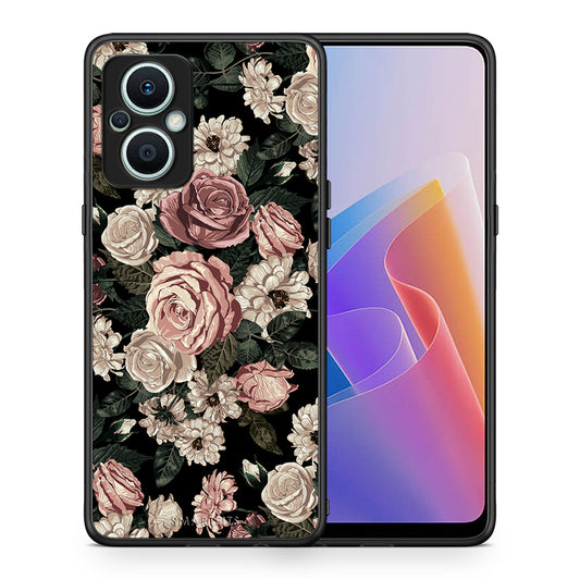 Θήκη Oppo Reno7 Lite Flower Wild Roses από τη Smartfits με σχέδιο στο πίσω μέρος και μαύρο περίβλημα | Oppo Reno7 Lite Flower Wild Roses Case with Colorful Back and Black Bezels