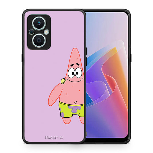 Θήκη Oppo Reno7 Lite Friends Patrick από τη Smartfits με σχέδιο στο πίσω μέρος και μαύρο περίβλημα | Oppo Reno7 Lite Friends Patrick Case with Colorful Back and Black Bezels