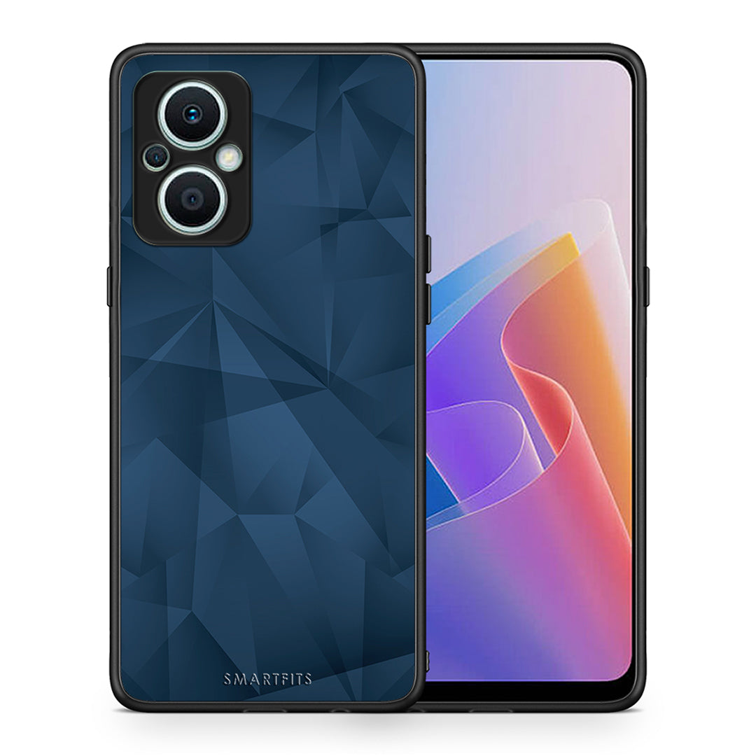 Θήκη Oppo Reno7 Lite Geometric Blue Abstract από τη Smartfits με σχέδιο στο πίσω μέρος και μαύρο περίβλημα | Oppo Reno7 Lite Geometric Blue Abstract Case with Colorful Back and Black Bezels