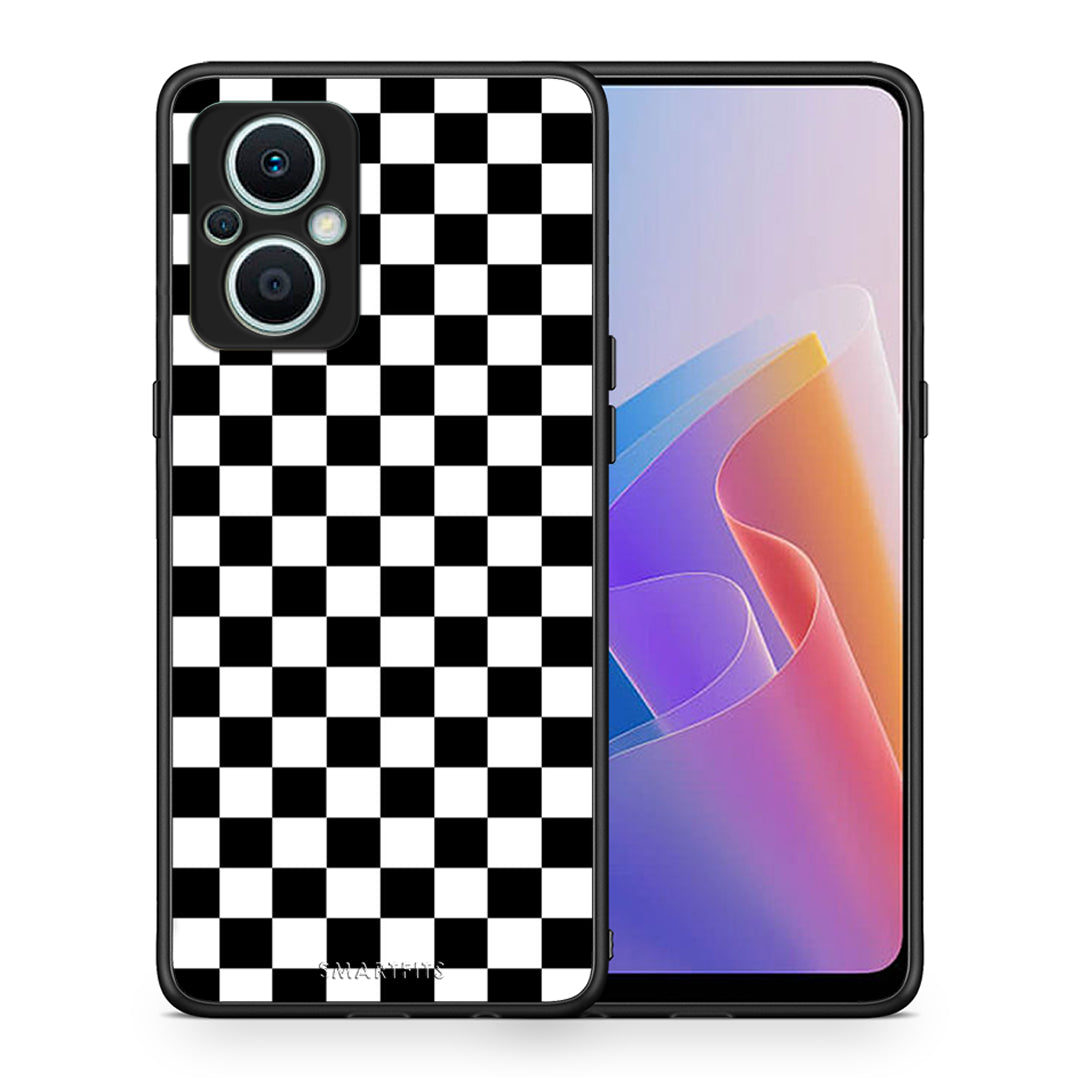 Θήκη Oppo Reno7 Lite Geometric Squares από τη Smartfits με σχέδιο στο πίσω μέρος και μαύρο περίβλημα | Oppo Reno7 Lite Geometric Squares Case with Colorful Back and Black Bezels