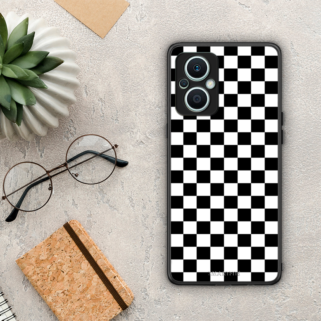 Θήκη Oppo Reno7 Lite Geometric Squares από τη Smartfits με σχέδιο στο πίσω μέρος και μαύρο περίβλημα | Oppo Reno7 Lite Geometric Squares Case with Colorful Back and Black Bezels