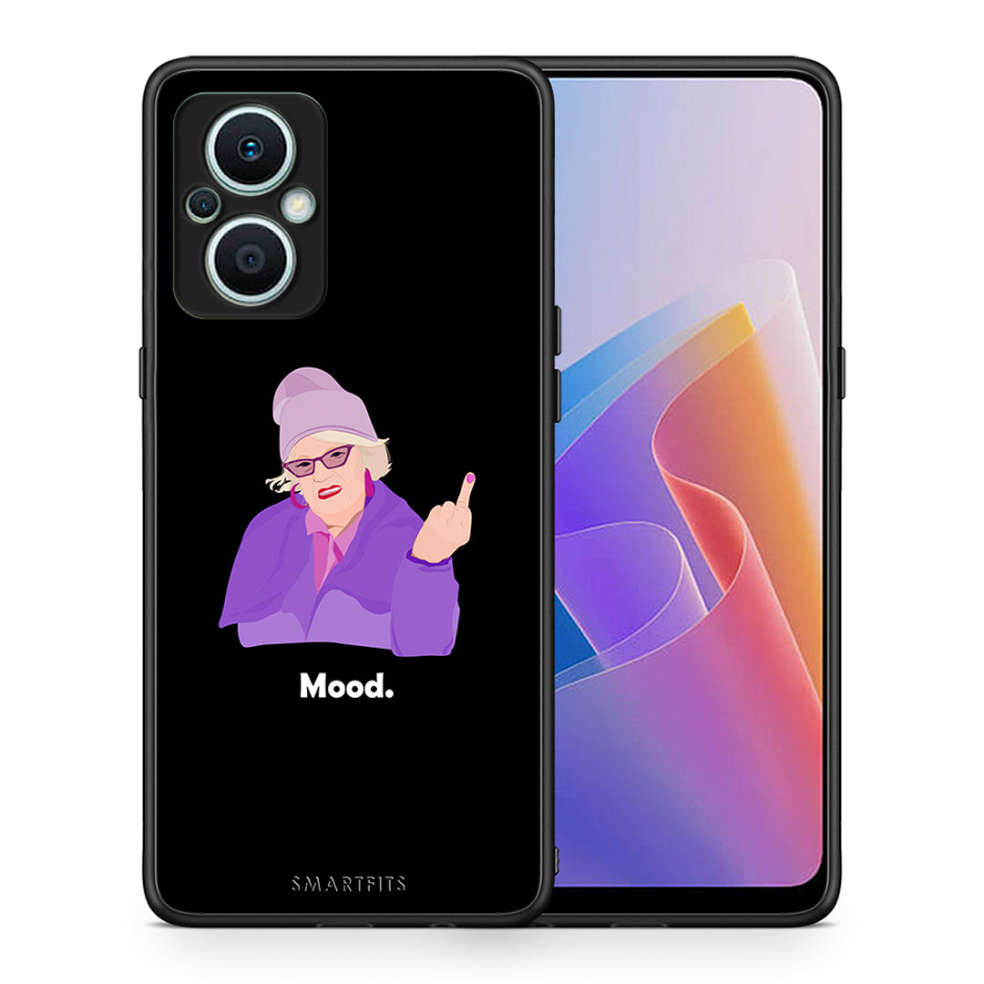 Θήκη Oppo Reno7 Lite Grandma Mood Black από τη Smartfits με σχέδιο στο πίσω μέρος και μαύρο περίβλημα | Oppo Reno7 Lite Grandma Mood Black Case with Colorful Back and Black Bezels