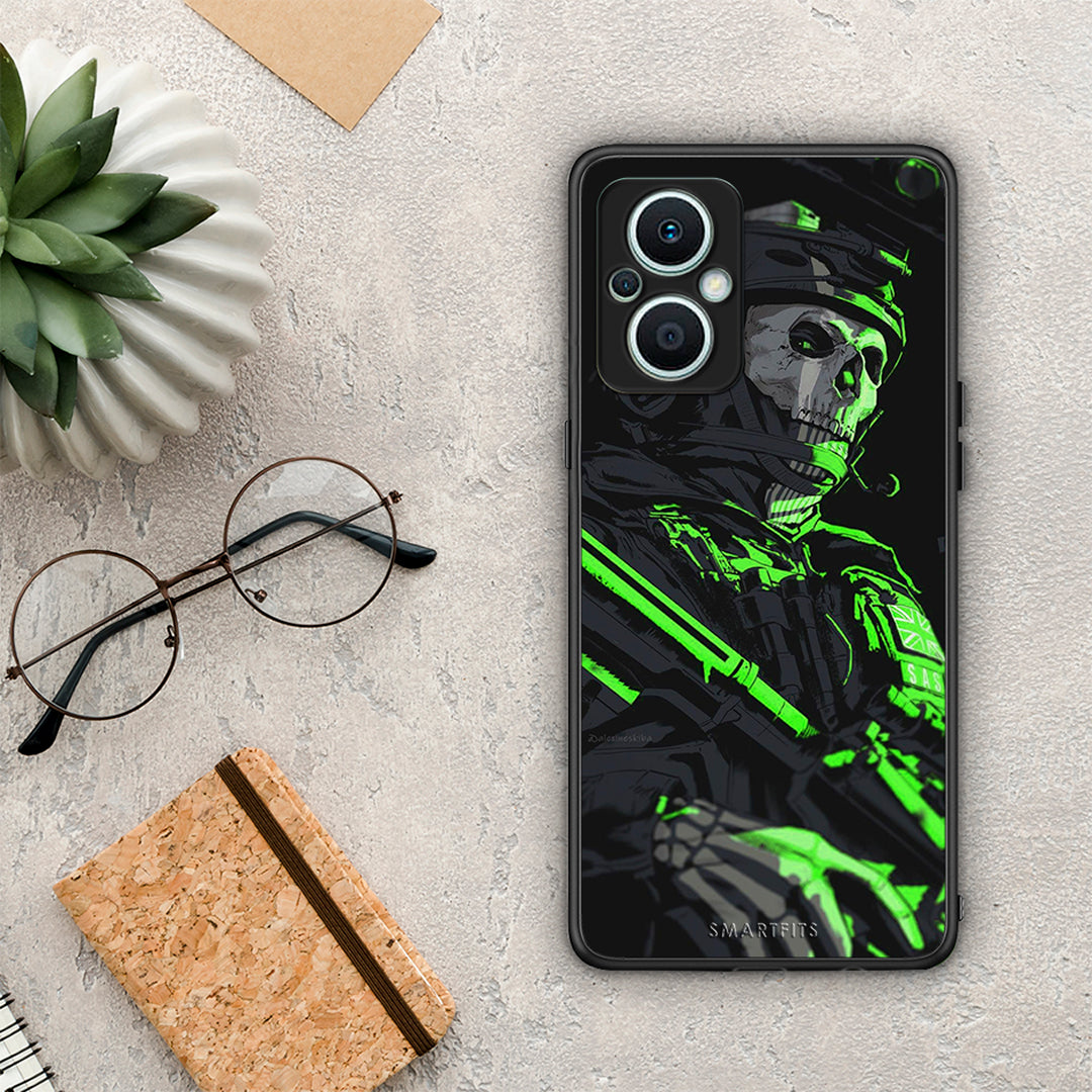 Θήκη Oppo Reno7 Lite Green Soldier από τη Smartfits με σχέδιο στο πίσω μέρος και μαύρο περίβλημα | Oppo Reno7 Lite Green Soldier Case with Colorful Back and Black Bezels