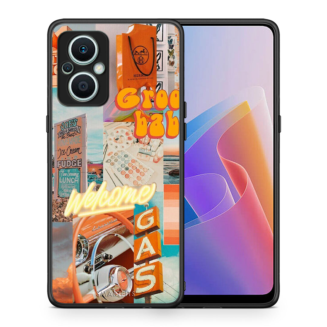 Θήκη Oppo Reno7 Lite Groovy Babe από τη Smartfits με σχέδιο στο πίσω μέρος και μαύρο περίβλημα | Oppo Reno7 Lite Groovy Babe Case with Colorful Back and Black Bezels