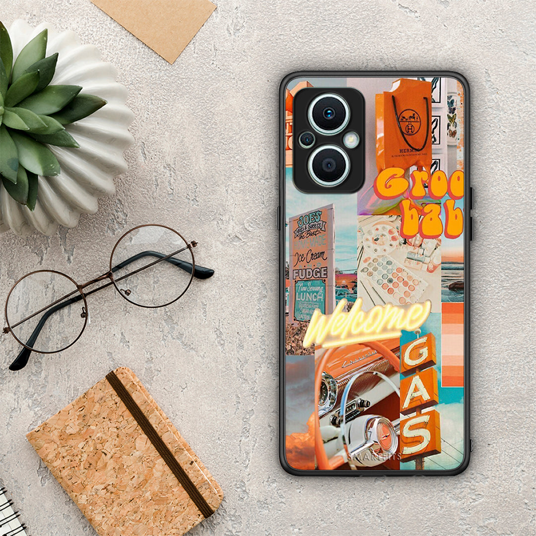 Θήκη Oppo Reno7 Lite Groovy Babe από τη Smartfits με σχέδιο στο πίσω μέρος και μαύρο περίβλημα | Oppo Reno7 Lite Groovy Babe Case with Colorful Back and Black Bezels