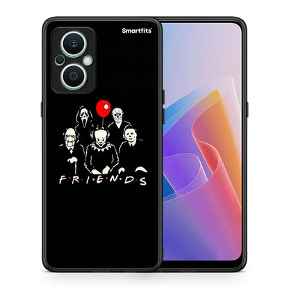 Θήκη Oppo Reno7 Lite Halloween Friends από τη Smartfits με σχέδιο στο πίσω μέρος και μαύρο περίβλημα | Oppo Reno7 Lite Halloween Friends Case with Colorful Back and Black Bezels