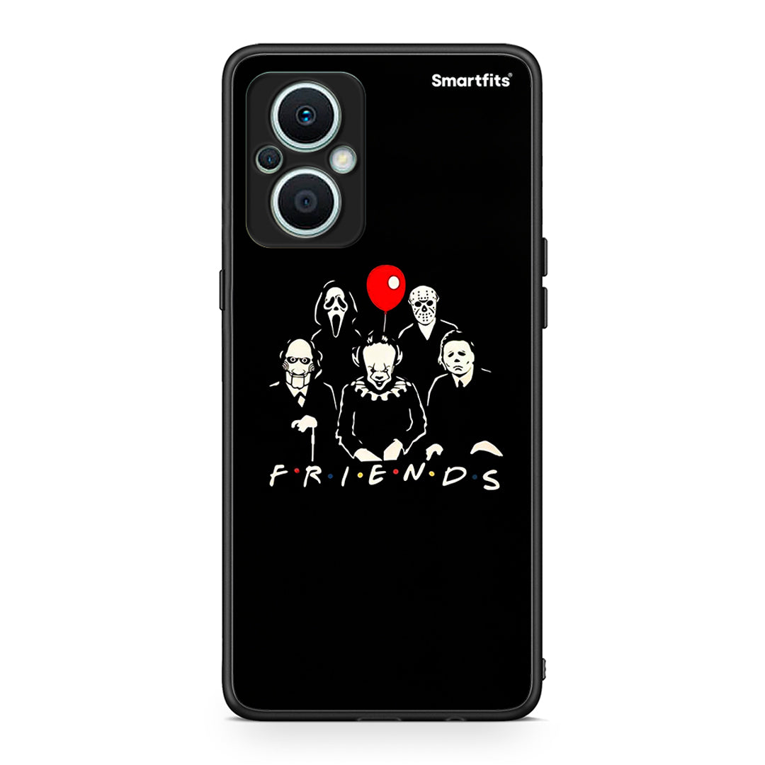 Θήκη Oppo Reno7 Lite Halloween Friends από τη Smartfits με σχέδιο στο πίσω μέρος και μαύρο περίβλημα | Oppo Reno7 Lite Halloween Friends Case with Colorful Back and Black Bezels