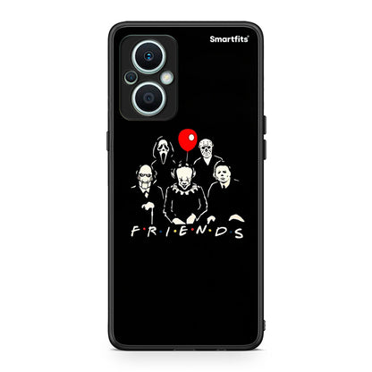 Θήκη Oppo Reno7 Lite Halloween Friends από τη Smartfits με σχέδιο στο πίσω μέρος και μαύρο περίβλημα | Oppo Reno7 Lite Halloween Friends Case with Colorful Back and Black Bezels