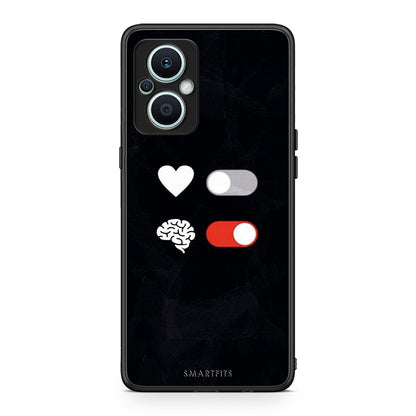 Θήκη Oppo Reno7 Lite Heart Vs Brain από τη Smartfits με σχέδιο στο πίσω μέρος και μαύρο περίβλημα | Oppo Reno7 Lite Heart Vs Brain Case with Colorful Back and Black Bezels