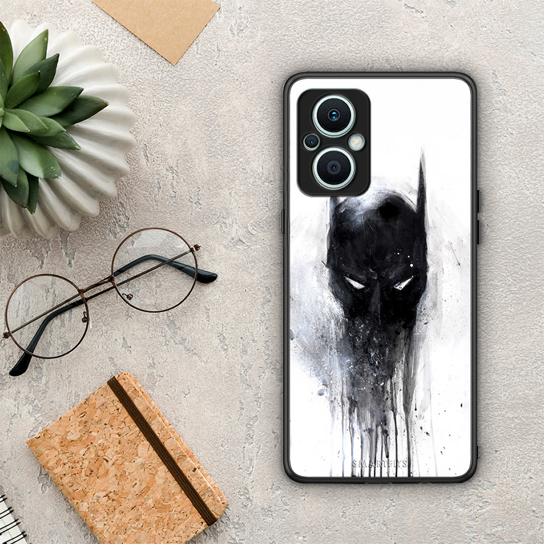 Θήκη Oppo Reno7 Lite Hero Paint Bat από τη Smartfits με σχέδιο στο πίσω μέρος και μαύρο περίβλημα | Oppo Reno7 Lite Hero Paint Bat Case with Colorful Back and Black Bezels