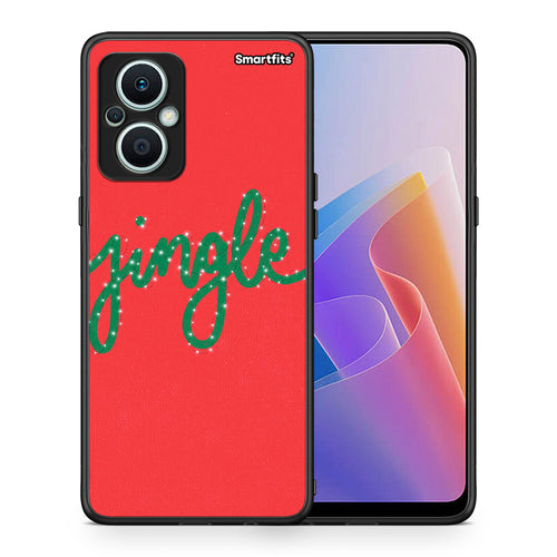 Θήκη Oppo Reno7 Lite Jingle Xmas από τη Smartfits με σχέδιο στο πίσω μέρος και μαύρο περίβλημα | Oppo Reno7 Lite Jingle Xmas Case with Colorful Back and Black Bezels