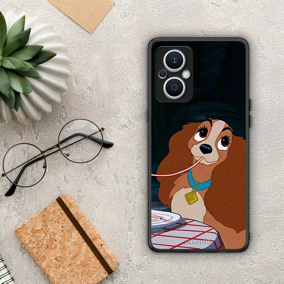 Θήκη Oppo Reno7 Lite Lady And Tramp 2 από τη Smartfits με σχέδιο στο πίσω μέρος και μαύρο περίβλημα | Oppo Reno7 Lite Lady And Tramp 2 Case with Colorful Back and Black Bezels