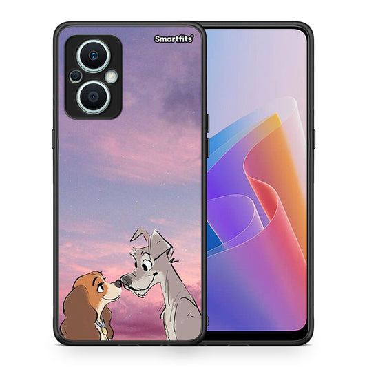 Θήκη Oppo Reno7 Lite Lady And Tramp από τη Smartfits με σχέδιο στο πίσω μέρος και μαύρο περίβλημα | Oppo Reno7 Lite Lady And Tramp Case with Colorful Back and Black Bezels
