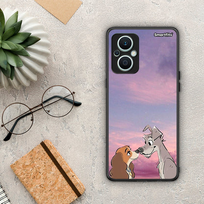Θήκη Oppo Reno7 Lite Lady And Tramp από τη Smartfits με σχέδιο στο πίσω μέρος και μαύρο περίβλημα | Oppo Reno7 Lite Lady And Tramp Case with Colorful Back and Black Bezels
