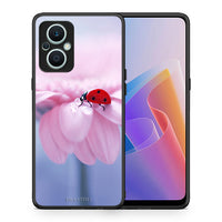 Thumbnail for Θήκη Oppo Reno7 Lite Ladybug Flower από τη Smartfits με σχέδιο στο πίσω μέρος και μαύρο περίβλημα | Oppo Reno7 Lite Ladybug Flower Case with Colorful Back and Black Bezels