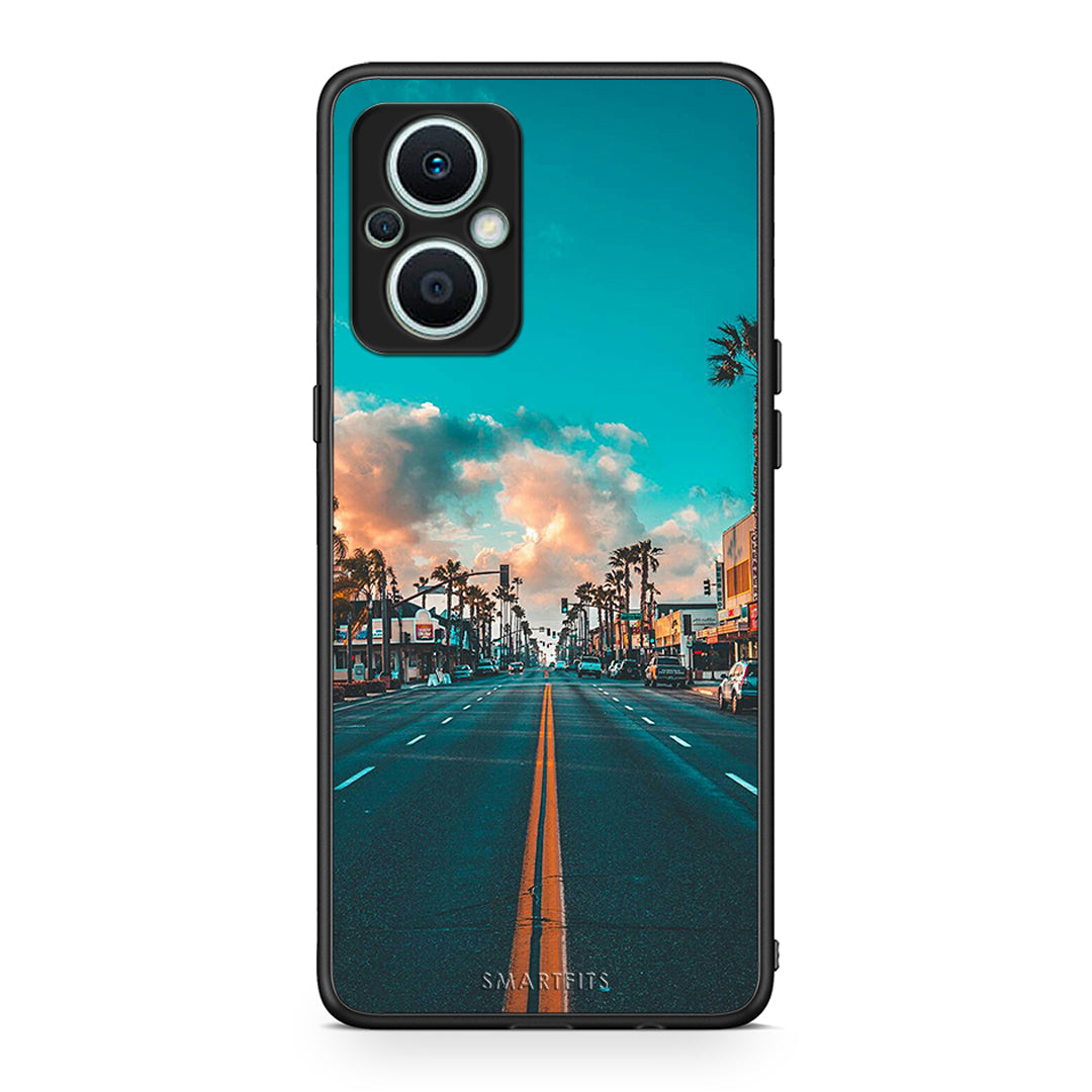 Θήκη Oppo Reno7 Lite Landscape City από τη Smartfits με σχέδιο στο πίσω μέρος και μαύρο περίβλημα | Oppo Reno7 Lite Landscape City Case with Colorful Back and Black Bezels