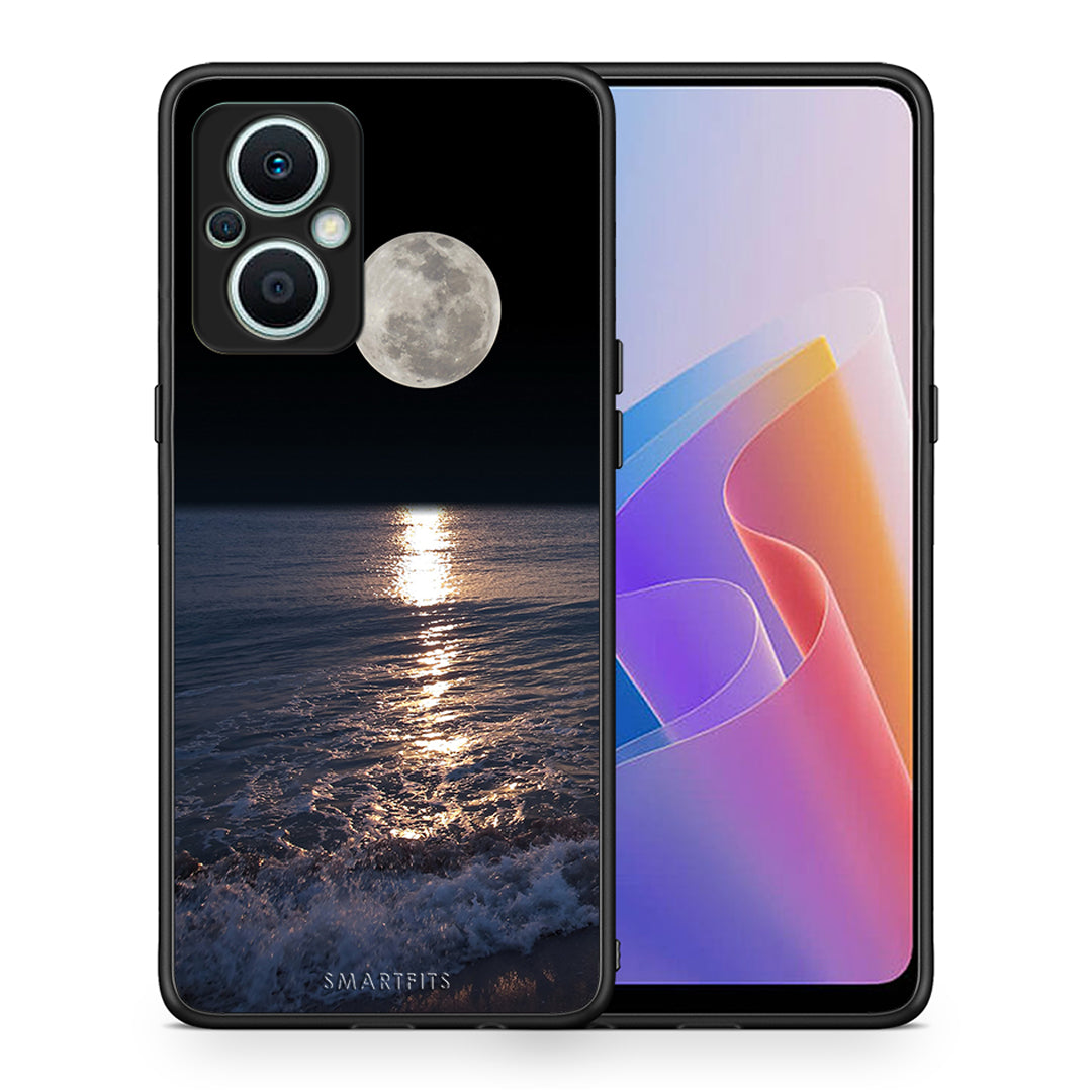 Θήκη Oppo Reno7 Lite Landscape Moon από τη Smartfits με σχέδιο στο πίσω μέρος και μαύρο περίβλημα | Oppo Reno7 Lite Landscape Moon Case with Colorful Back and Black Bezels