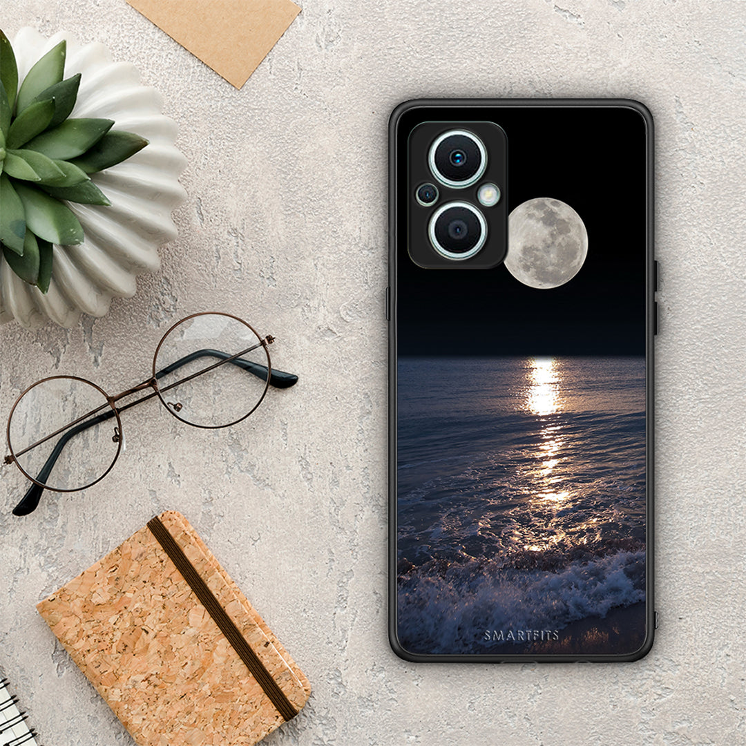 Θήκη Oppo Reno7 Lite Landscape Moon από τη Smartfits με σχέδιο στο πίσω μέρος και μαύρο περίβλημα | Oppo Reno7 Lite Landscape Moon Case with Colorful Back and Black Bezels