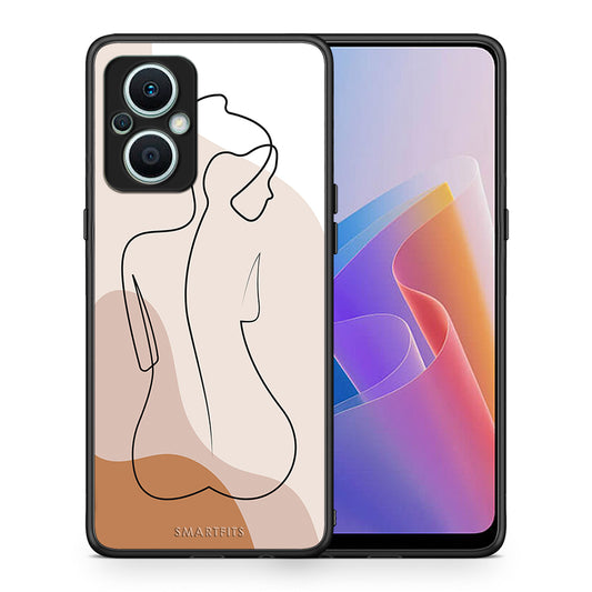 Θήκη Oppo Reno7 Lite LineArt Woman από τη Smartfits με σχέδιο στο πίσω μέρος και μαύρο περίβλημα | Oppo Reno7 Lite LineArt Woman Case with Colorful Back and Black Bezels