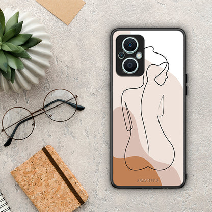 Θήκη Oppo Reno7 Lite LineArt Woman από τη Smartfits με σχέδιο στο πίσω μέρος και μαύρο περίβλημα | Oppo Reno7 Lite LineArt Woman Case with Colorful Back and Black Bezels