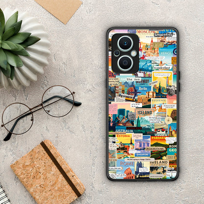 Θήκη Oppo Reno7 Lite Live To Travel από τη Smartfits με σχέδιο στο πίσω μέρος και μαύρο περίβλημα | Oppo Reno7 Lite Live To Travel Case with Colorful Back and Black Bezels