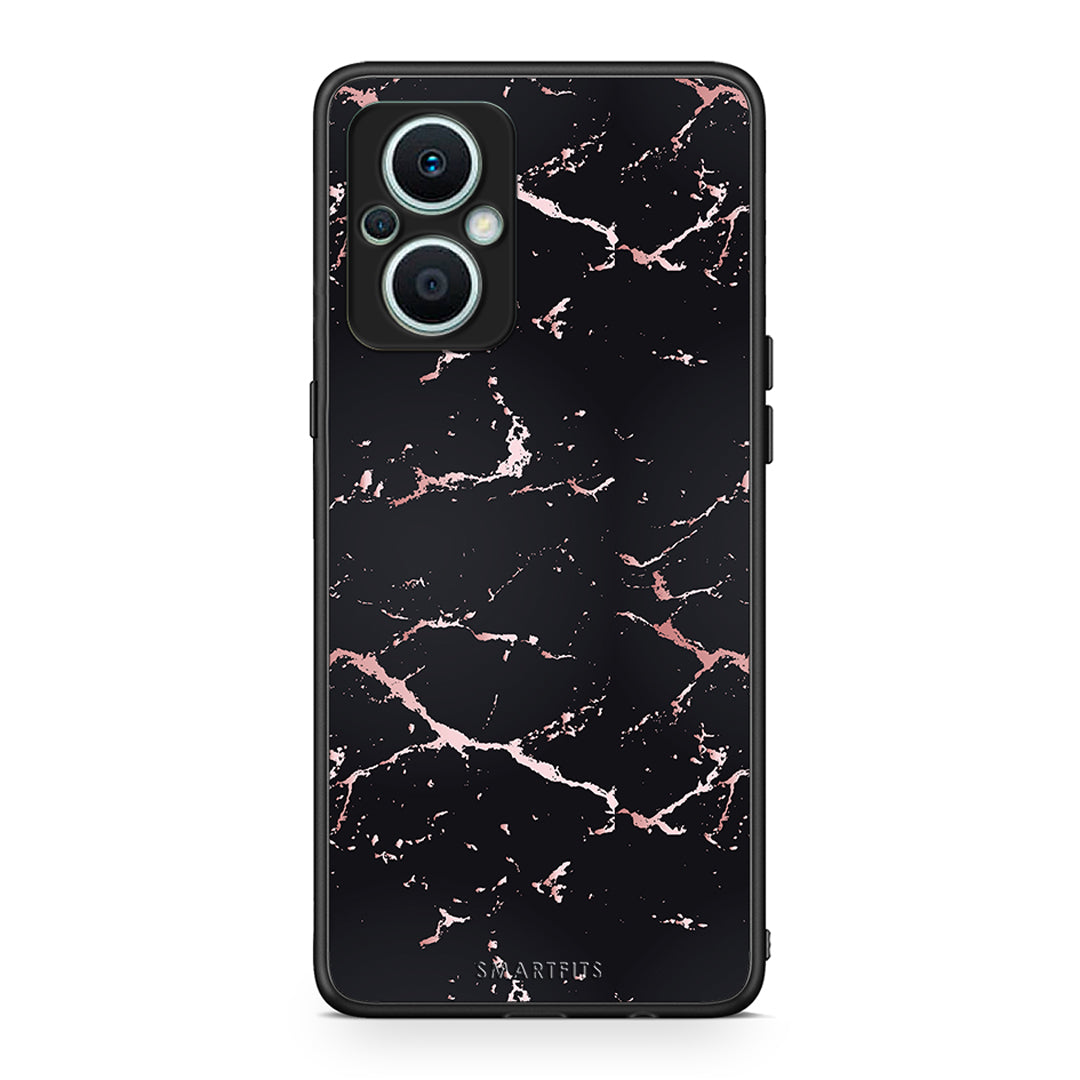 Θήκη Oppo Reno7 Lite Marble Black Rosegold από τη Smartfits με σχέδιο στο πίσω μέρος και μαύρο περίβλημα | Oppo Reno7 Lite Marble Black Rosegold Case with Colorful Back and Black Bezels