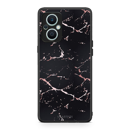 Θήκη Oppo Reno7 Lite Marble Black Rosegold από τη Smartfits με σχέδιο στο πίσω μέρος και μαύρο περίβλημα | Oppo Reno7 Lite Marble Black Rosegold Case with Colorful Back and Black Bezels