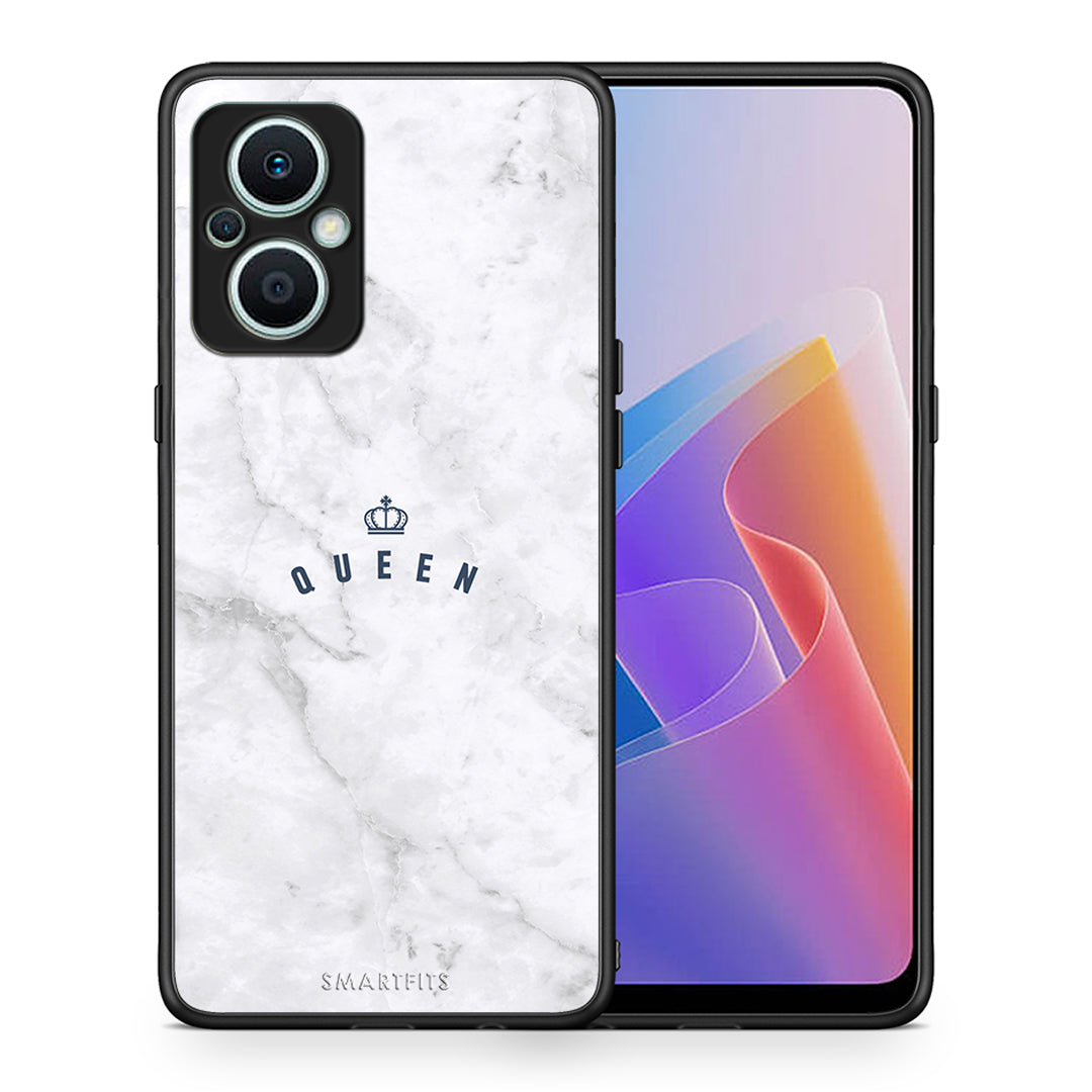 Θήκη Oppo Reno7 Lite Marble Queen από τη Smartfits με σχέδιο στο πίσω μέρος και μαύρο περίβλημα | Oppo Reno7 Lite Marble Queen Case with Colorful Back and Black Bezels