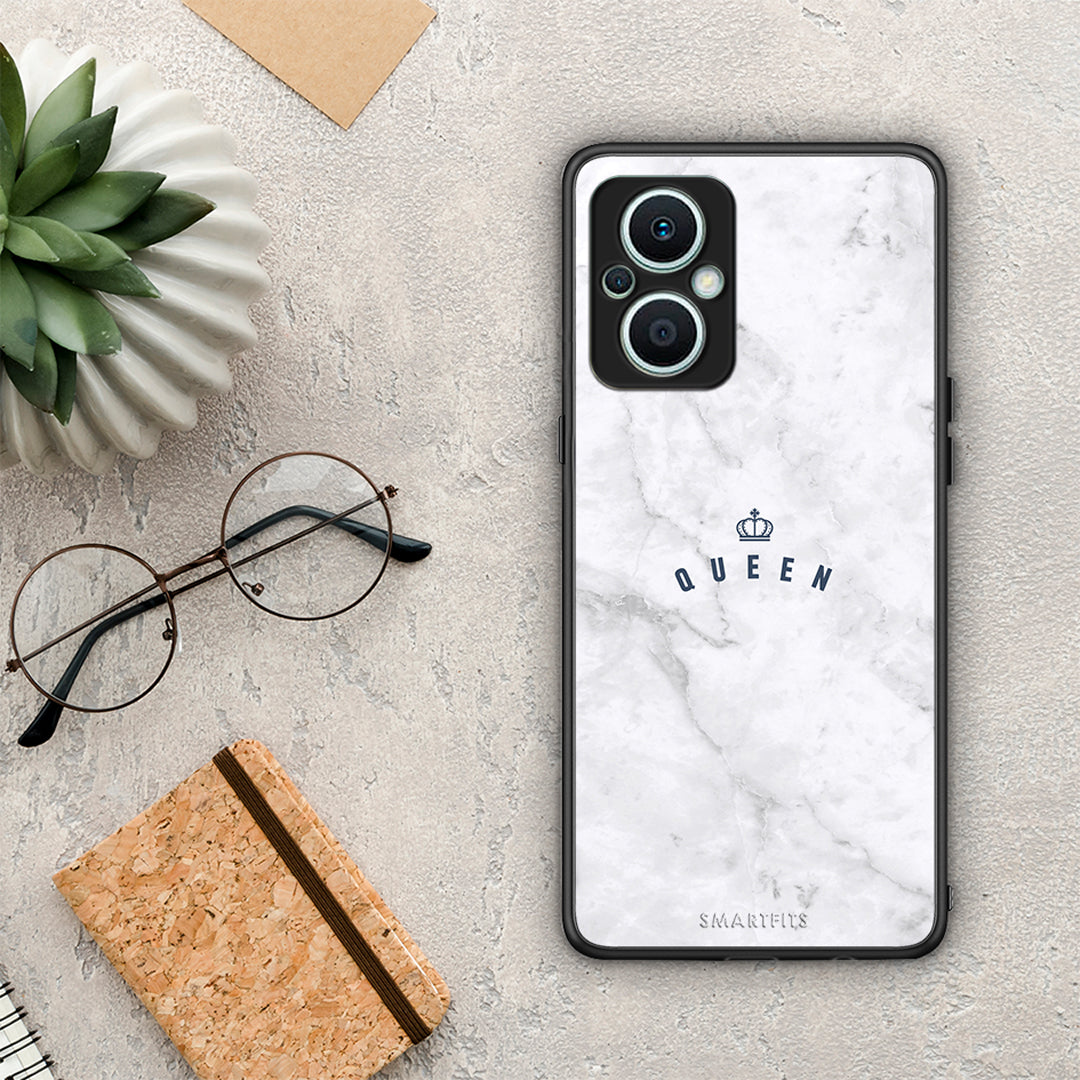 Θήκη Oppo Reno7 Lite Marble Queen από τη Smartfits με σχέδιο στο πίσω μέρος και μαύρο περίβλημα | Oppo Reno7 Lite Marble Queen Case with Colorful Back and Black Bezels