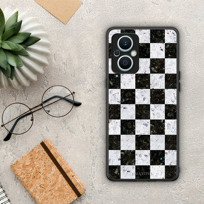 Θήκη Oppo Reno7 Lite Marble Square Geometric από τη Smartfits με σχέδιο στο πίσω μέρος και μαύρο περίβλημα | Oppo Reno7 Lite Marble Square Geometric Case with Colorful Back and Black Bezels