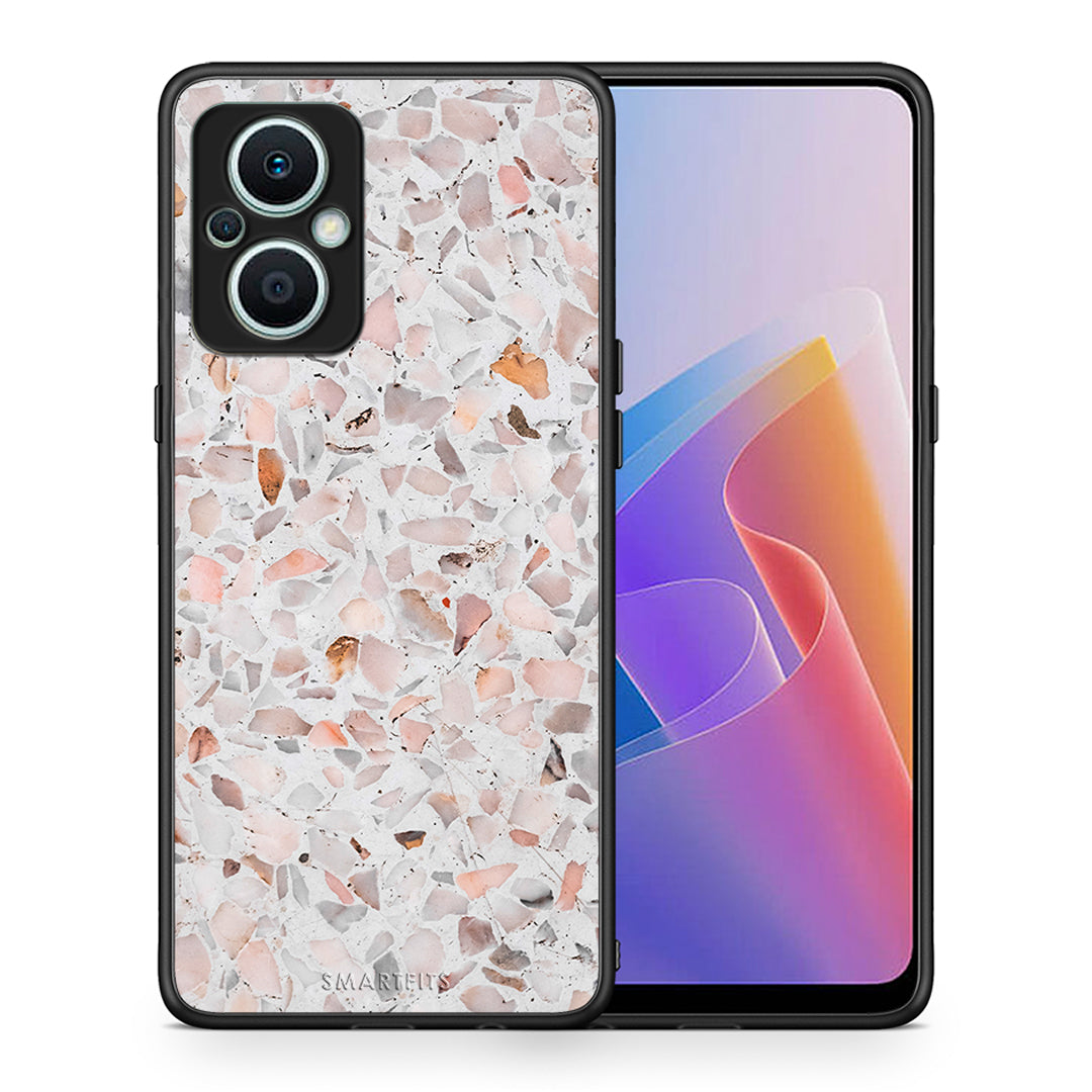 Θήκη Oppo Reno7 Lite Marble Terrazzo από τη Smartfits με σχέδιο στο πίσω μέρος και μαύρο περίβλημα | Oppo Reno7 Lite Marble Terrazzo Case with Colorful Back and Black Bezels